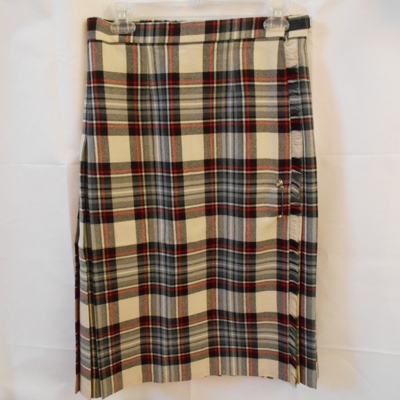 MOFFAT WOOLLENS WOOL SKIRT MEDIUM BLACK RED PLAID - Picture 4 of 8